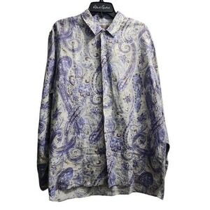 Raffi Paisley Button Down Long Sleeve‎ Shirt Patterned Casual Large
